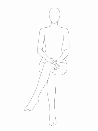 Line-drawing pose guide for a seated pose